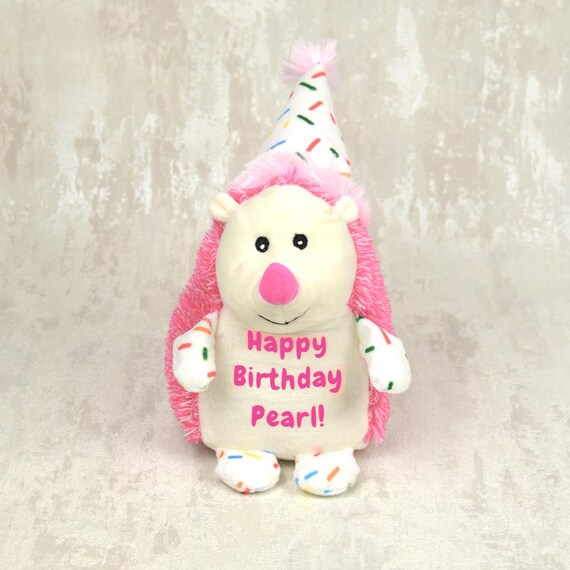 Personalised Dog Toy Pink or Blue Birthday Hedgehog Plush Etsy