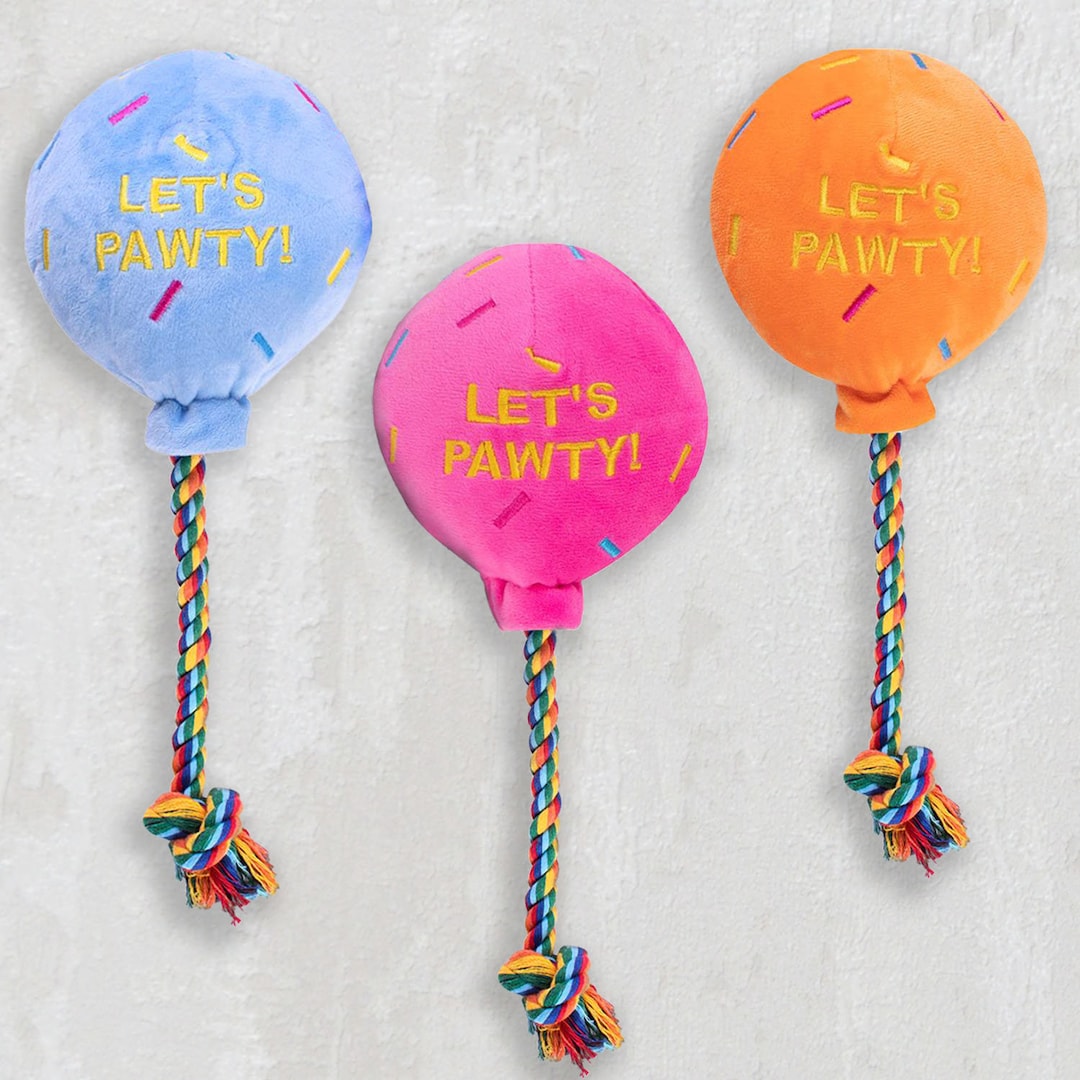 Dog Birthday Toy Squeaky Balloon Rope Tug of War Toy for Puppy Etsy UK
