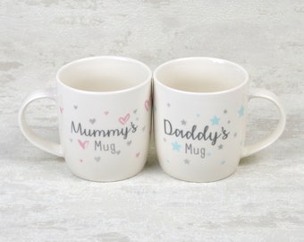 Mummy and Daddy Mugs New Parents Gift Baby Shower Mother's Day Gift New Parents