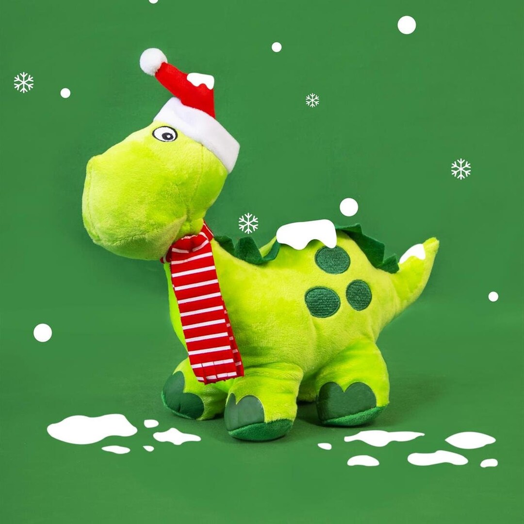 Dinosaur Plush Novelty Dog Toy With Squeaker in Santa Outfit Etsy UK