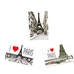 3er Set rechteckige Metallmagnete in Schwarz-Weiß Paris „EIFFELTURM“ | Kunstdruck | Kunstgeschenk | Paket 1