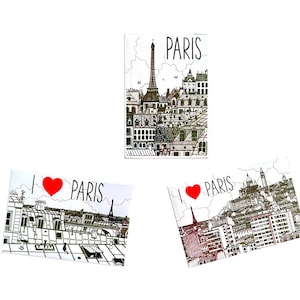 Pack of 3 N&B rectangular and metallic magnets of Paris "EIFFEL TOWER" | Art printing | Parisian Souvenir