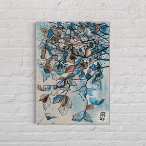 Smirr, Original, Botanical, Painting, Leaves, Atmospheric, Expressionist, Mixed Media, Canvas, Artwork, Handmade, Wall Hanging