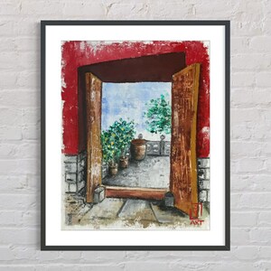 Dusk, Through the Door, Original Oil Painting on Canvas, Artwork, Handmade, Fine art, Wall art, Lockdown art