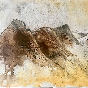 3 Sisters-the big one, Original Scottish Landscape Painting, Chinese ink and dry pigment on Canvas