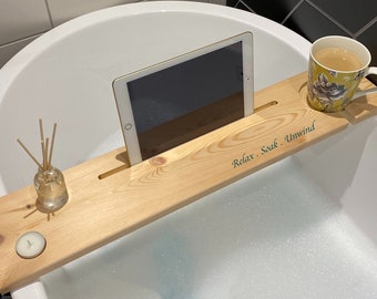 Bath board engraved bath caddy engraved (can be personalised with any text and images)