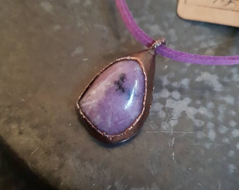 Lepidolite Pendant  - Lepidolite in Electroformed Copper
