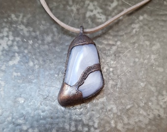 Blue Lace Agate Pendant- Blue Lace Agate in Electroformed Copper