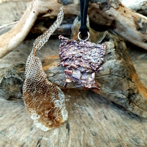 Real Shed Snakeskin Electroformed in Copper Pendant