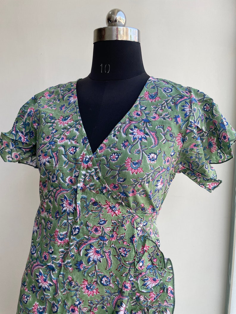 Block Print Wrap Midi Dress Cotton Block Print Midi Dress Mini Dress