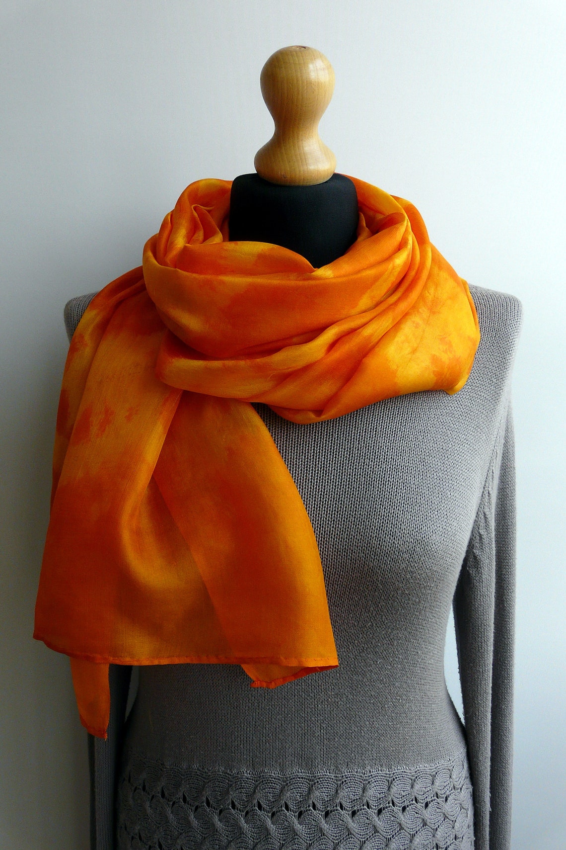 Orange silk scarves Hand dyed scarf Birthday gifts for her Etsy