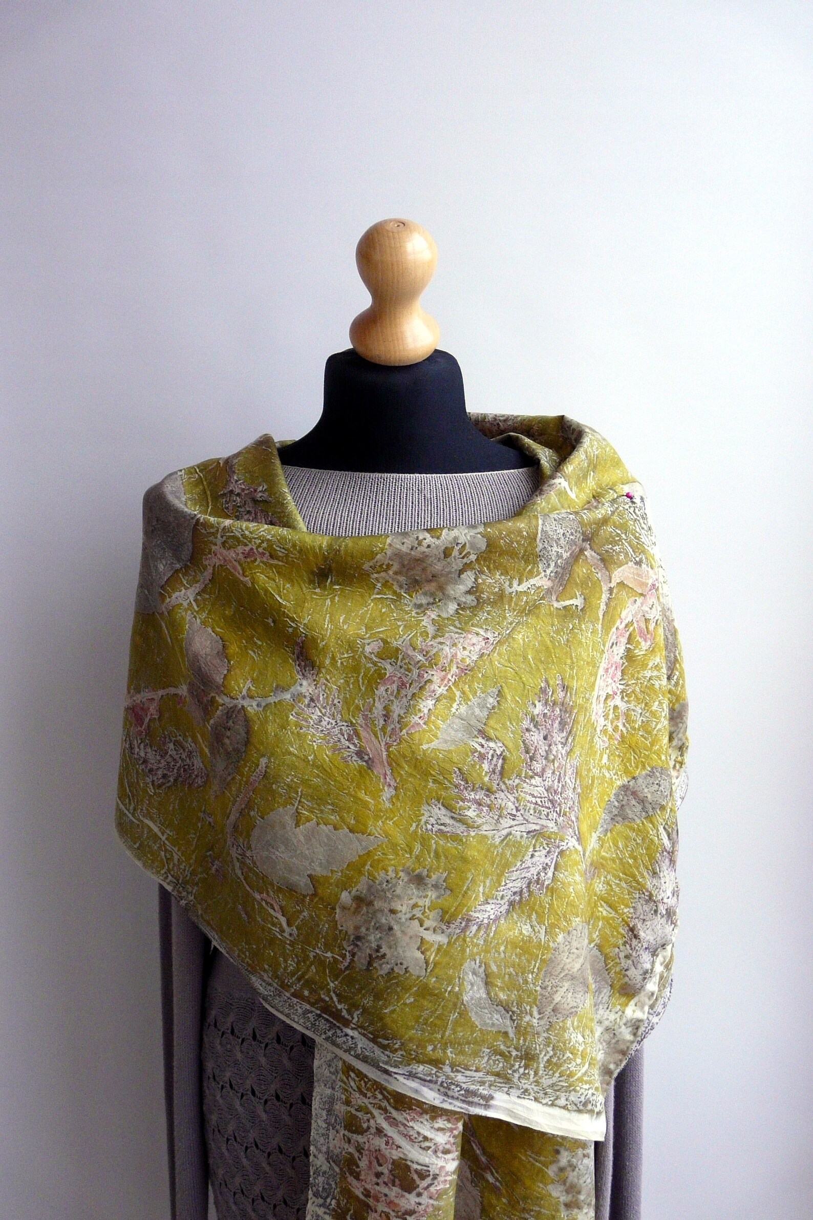 Grandma mothers day Silk head scarf green and yellow Long | Etsy