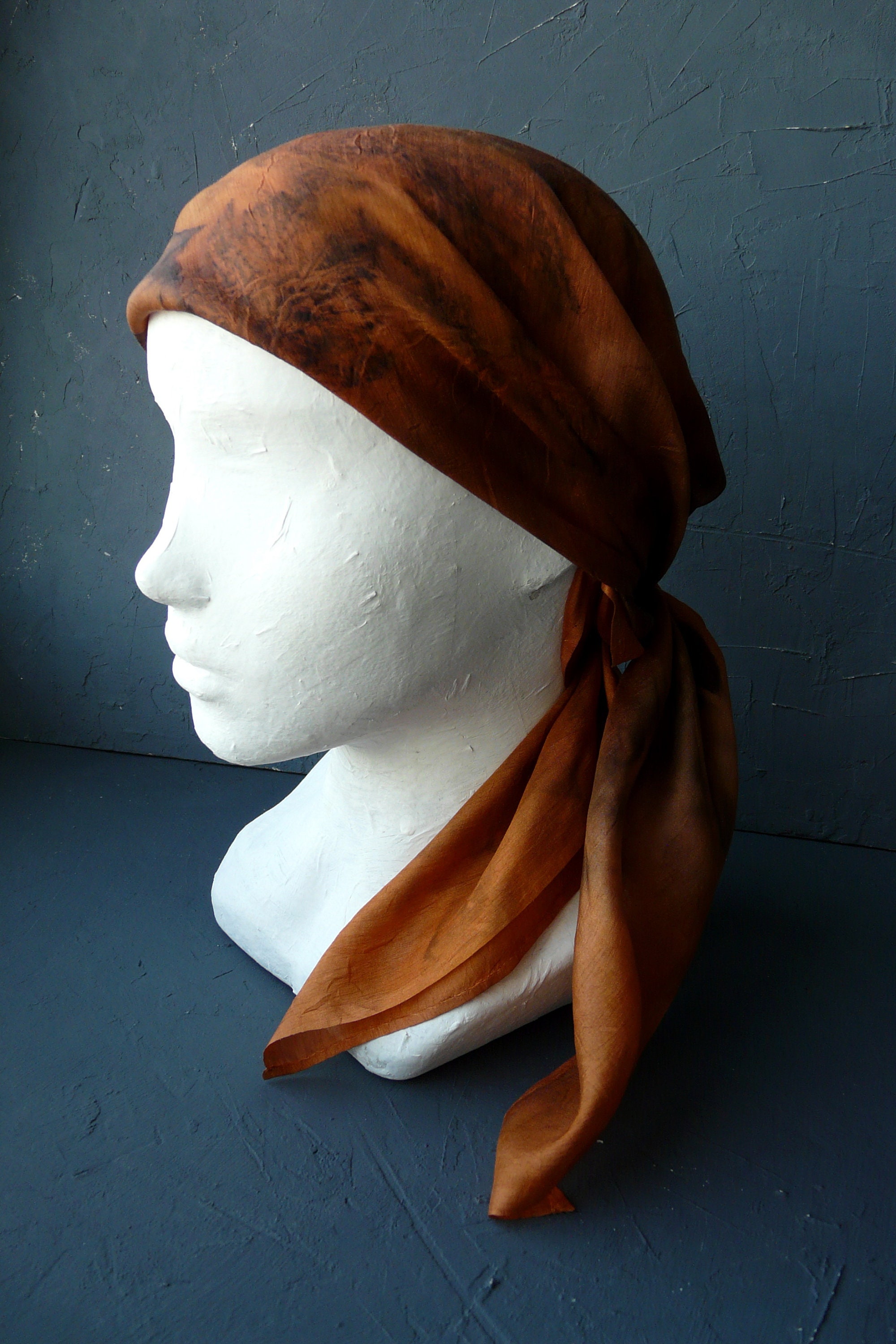 Silk bandana orange Hand dyed Silk neckerchief Square silk Etsy