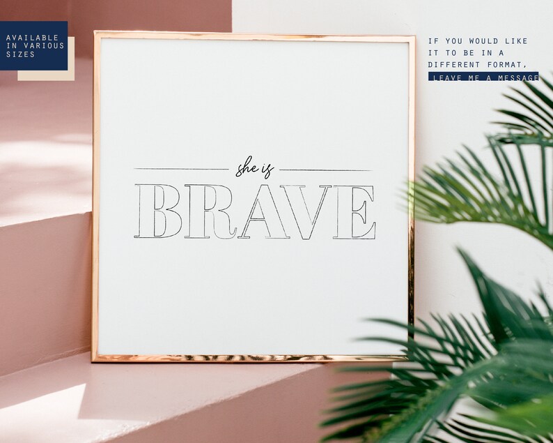 She is Brave Inspirational quotes motivational card | Etsy