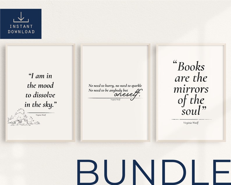 Set of 3 Printable Wall Art Book Quotes Office Wall Decor | Etsy