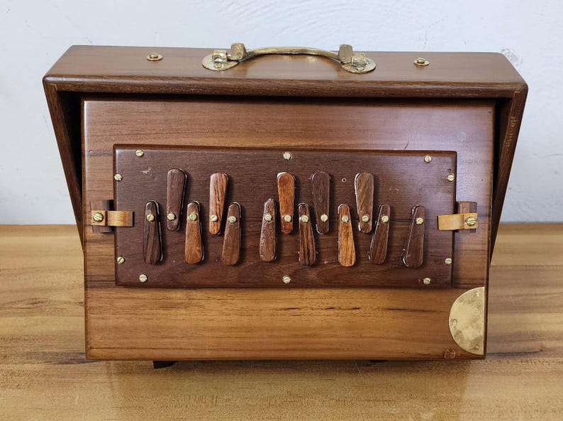 HCMAE_Instrument_Of_The_Day : Surpeti or Shruti Box A Surpeti (Shruti box) is an instrument that traditionally works on a system of bellows. It is similar to a harmonium and is used to provide