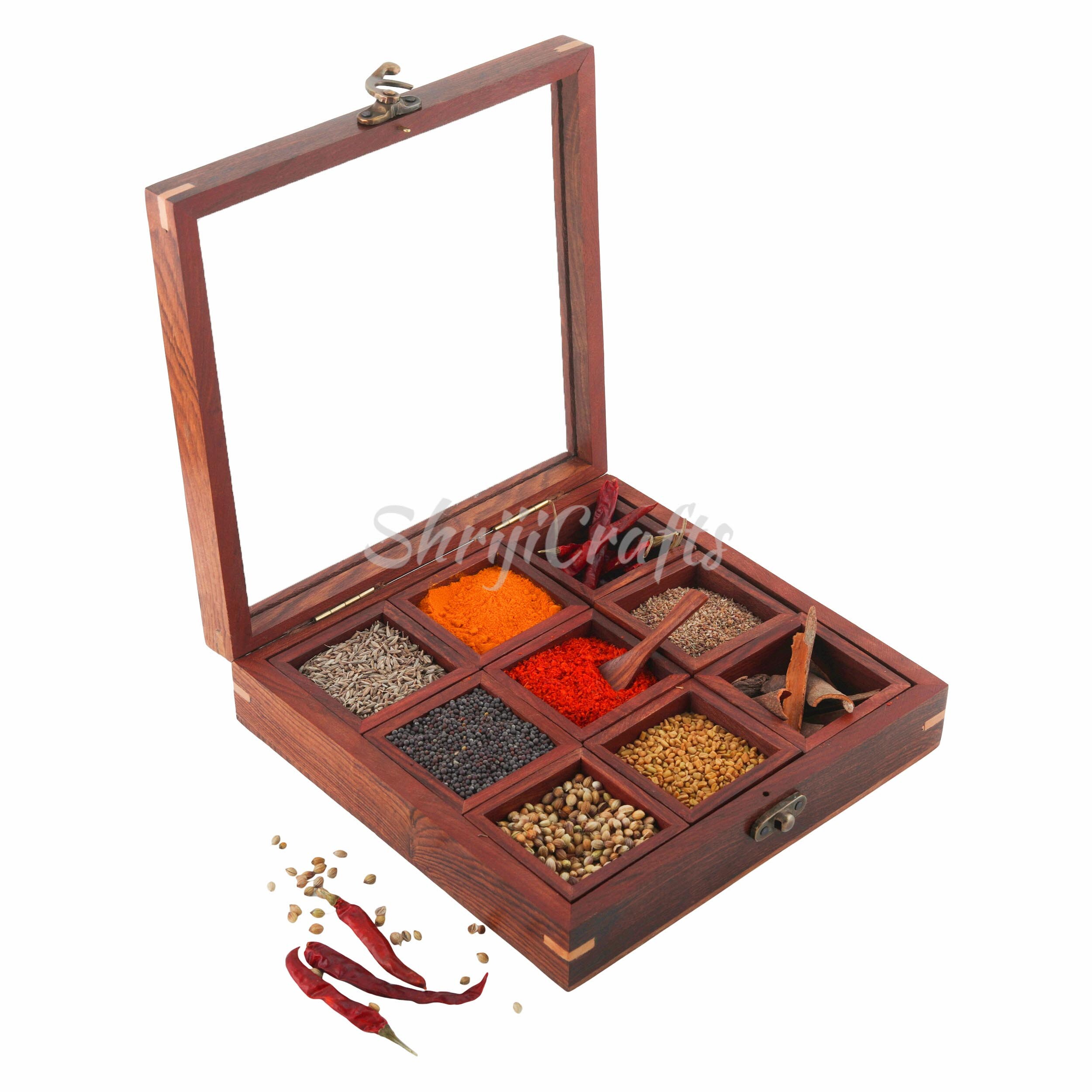 Wooden Spice Box Set Made in India