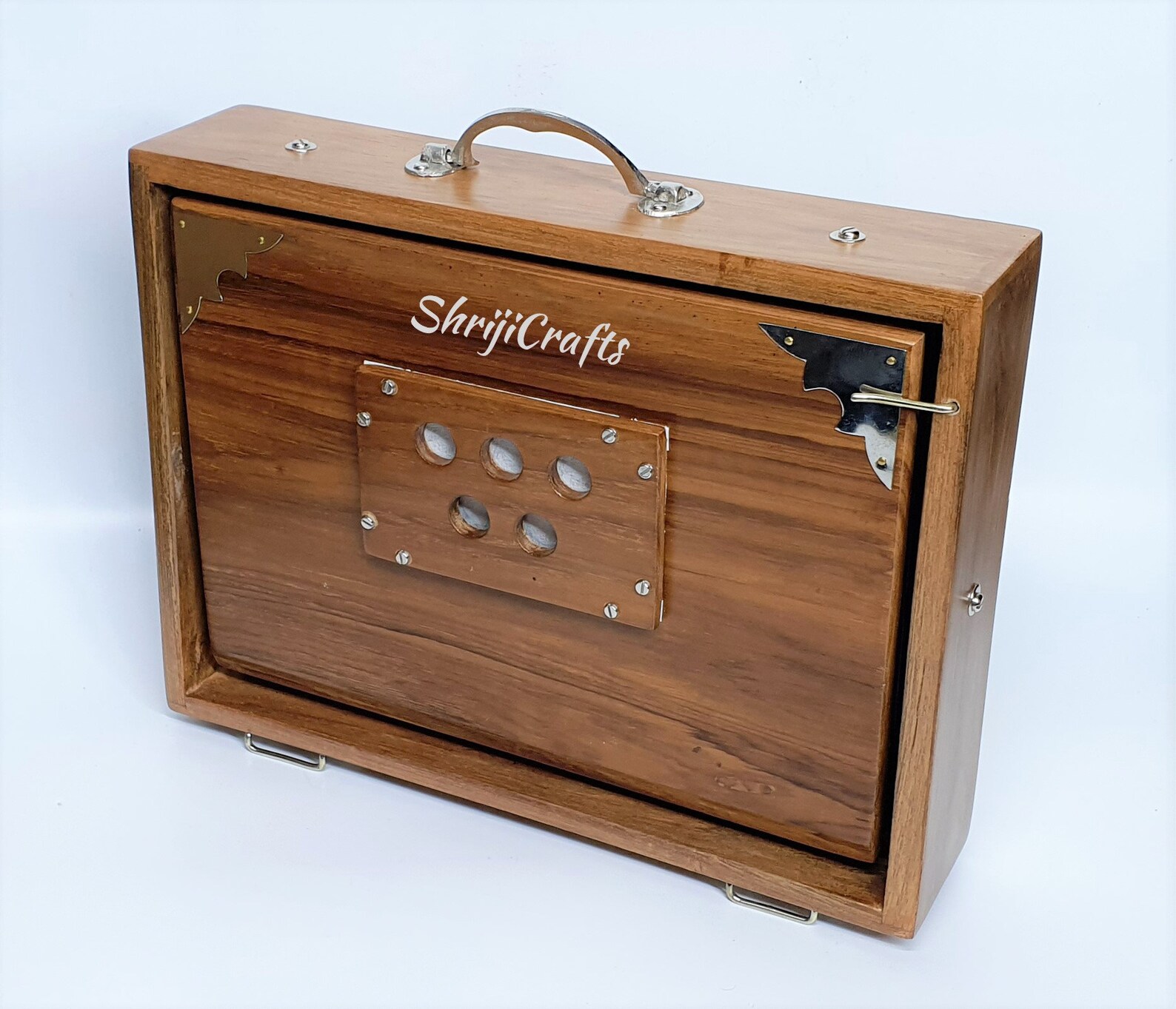 Shruti Box Pure Teak wood Sur Peti With form Bag Natural | Etsy