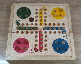 Handmade Wooden Ludo Travel Board Game for Kids and Adults - 8x8x2 Inches Best Christmas Gift