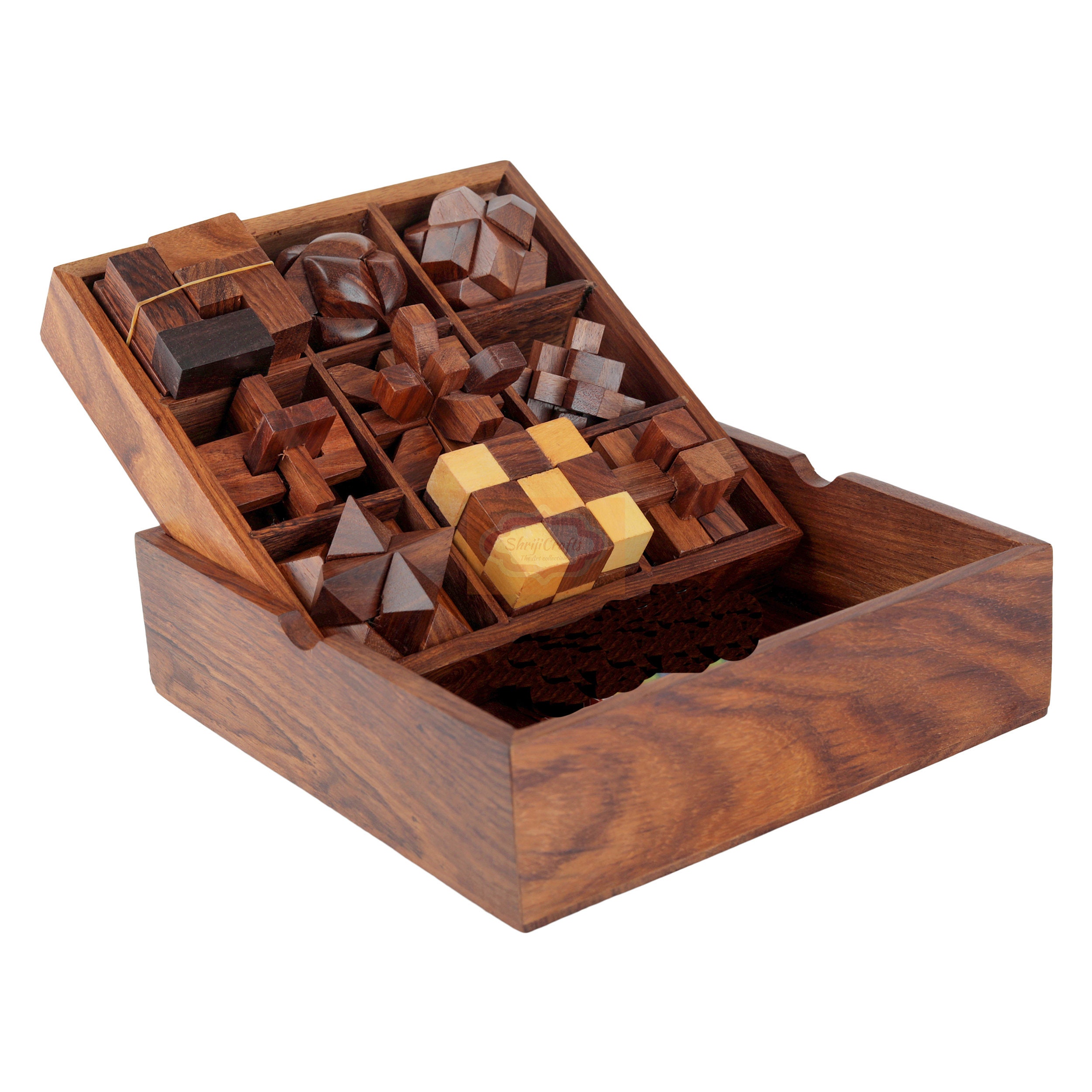 STEM Brain Teaser Puzzle Set 9 Wooden Mechanical Puzzles the Etsy