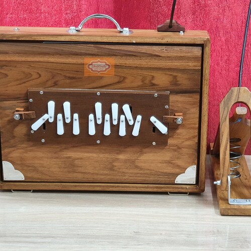 Shruti Box Pure Teak Wood Sur Peti With Form Bag Natural Etsy