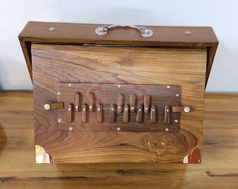 Shriji Pure Teak Wood Shruti Box with wooden keys C3 to C4 tuned 440Hz and 432Hz Sur Pete 16x12x3 Inch with Bag and with and w/o Pedal