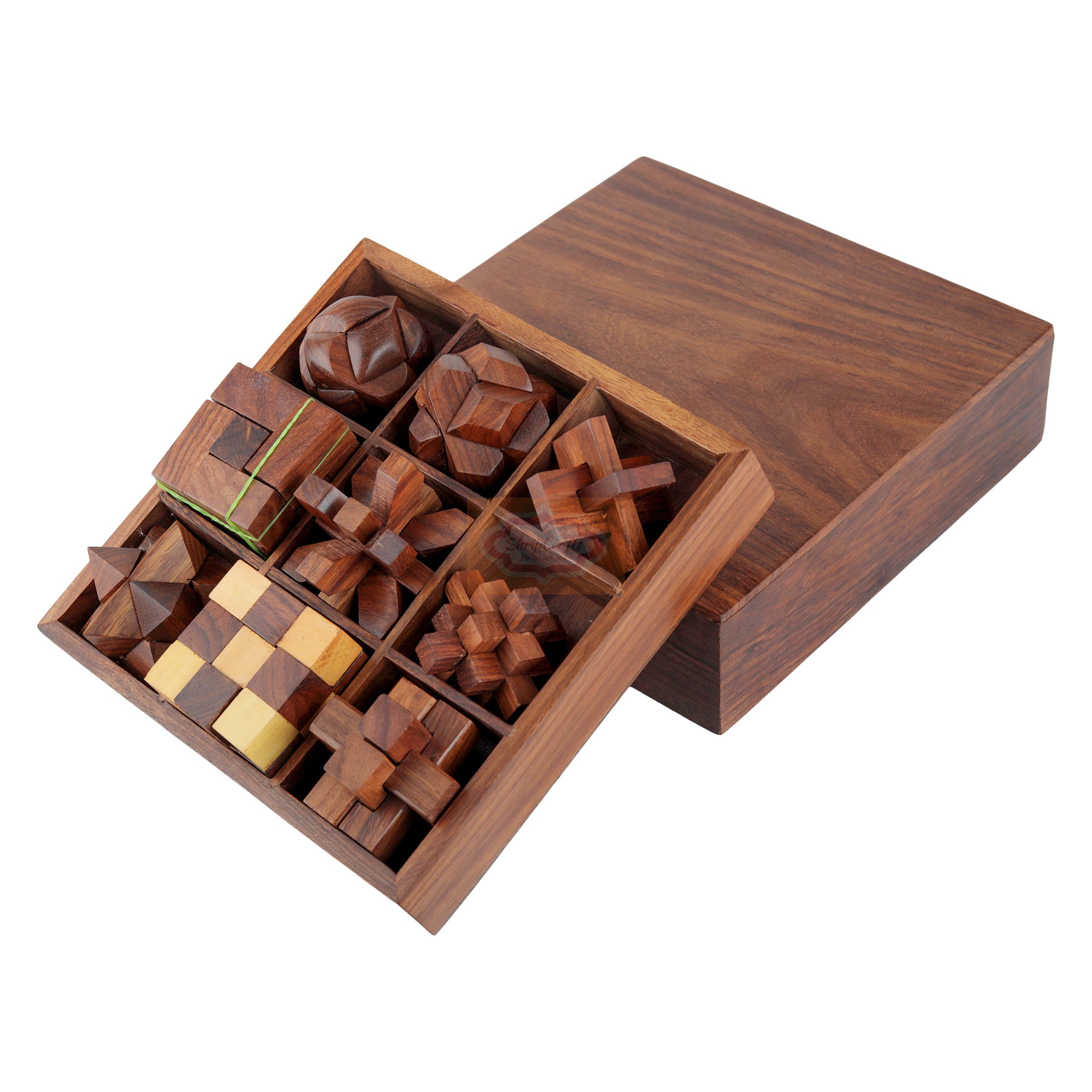 STEM Brain Teaser Puzzle Set 9 Wooden Mechanical Puzzles the Etsy