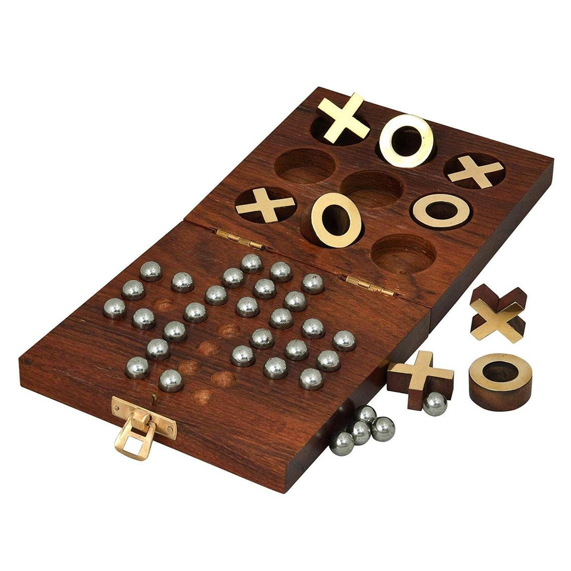 Wooden 2 en 1 Tic Tac Toe y Solitaire Juego de mesa Tik Tack Etsy