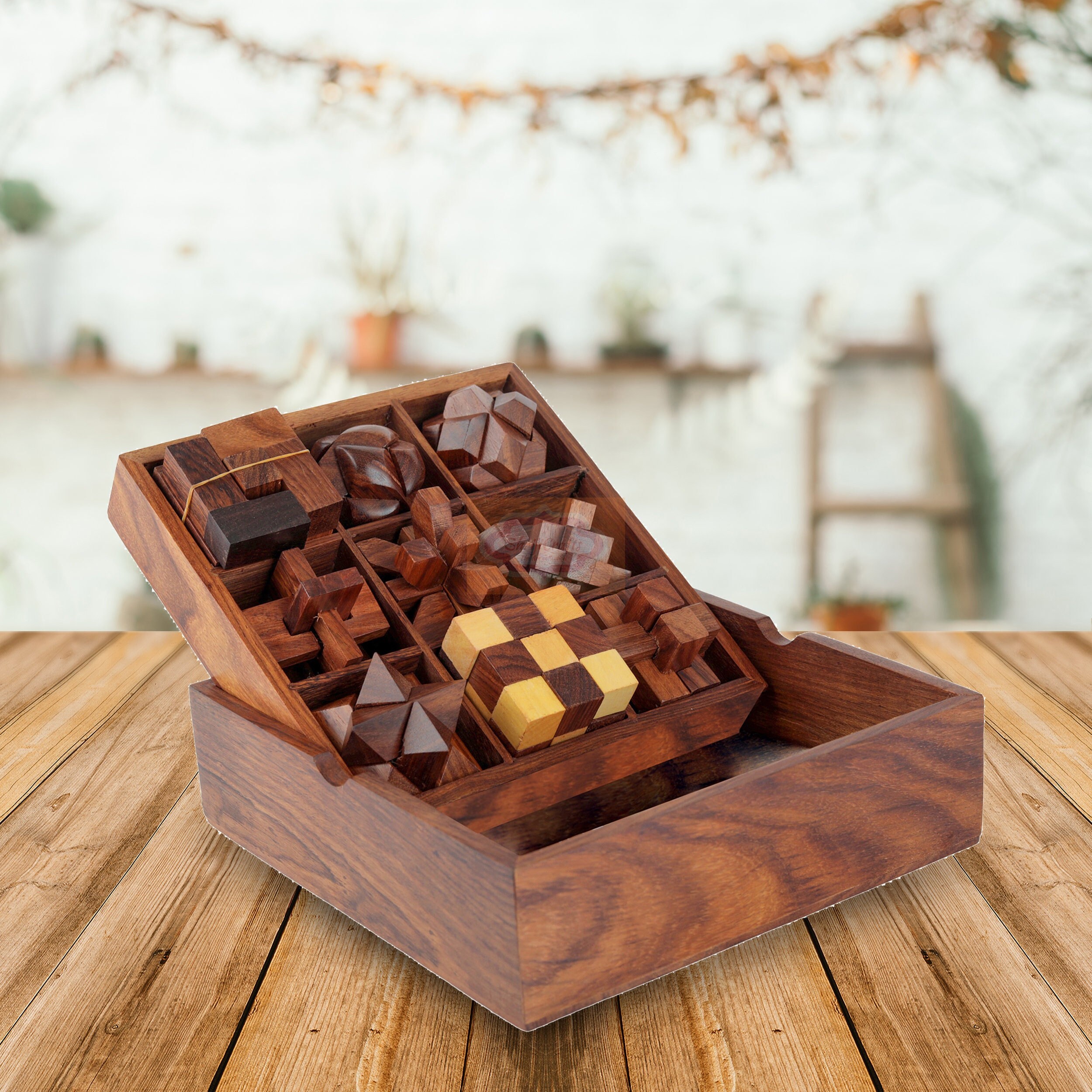 STEM Brain Teaser Puzzle Set 9 Wooden Mechanical Puzzles the Etsy