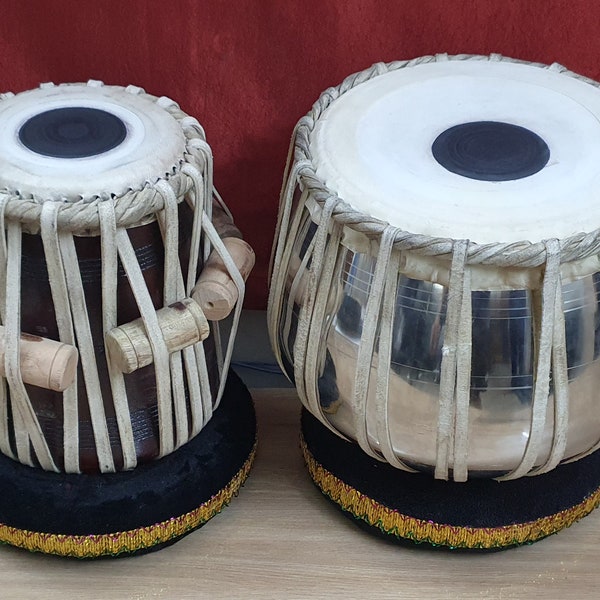 Shriji Tabla Drum Set Indian Wooden and Stainless Steel Professional Bayan & Dayan Percussion Musical Instrument with Carry Bag Cushion