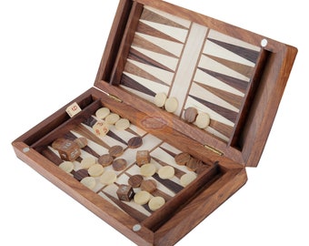 Juego de Backgammon y Ajedrez / Hecho a mano Sheesham & Maple Wood Premium 2 en 1 - 10"