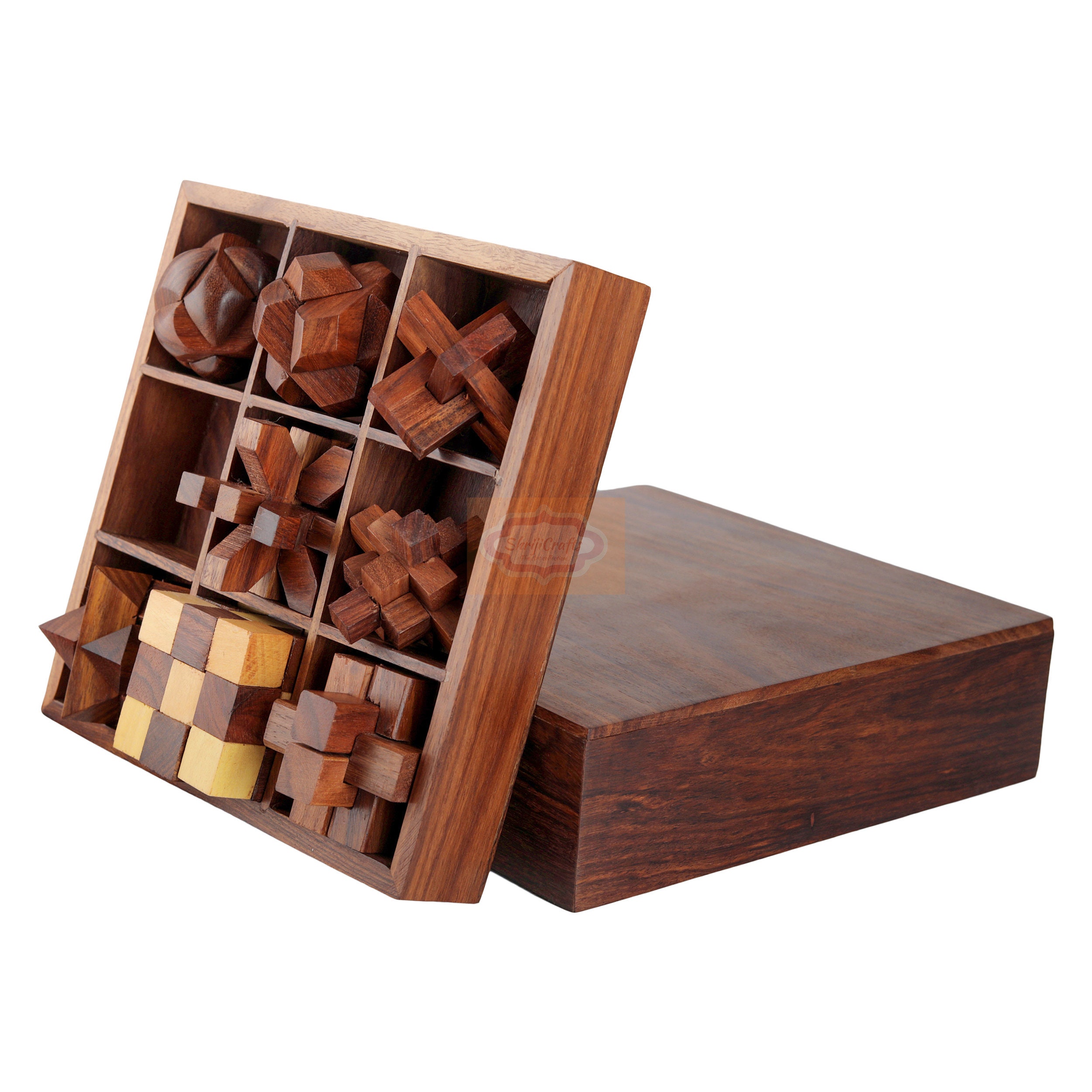 STEM Brain Teaser Puzzle Set 9 Wooden Mechanical Puzzles the Etsy