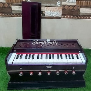 Armonio Shriji de 7 teclas, doble fuelle, 39 teclas, 440 Hz y 432 Hz, sonido musical de largo sostenido, para yoga, bhajan, kirtan, DJ, con funda (fabricado en India)