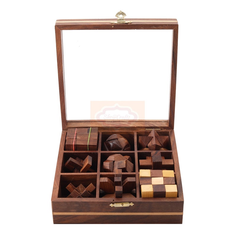 STEM Brain Teaser Puzzle Set 9 Wooden Mechanical Puzzles the Etsy