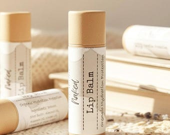 Unscented Lip Balm for Dry Lips, Natural Care, Plastic Free Tube