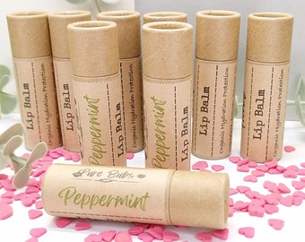 Peppermint Natural Lip Balm 20g, Organic Self Care with Cocoa Butter, Vegan Lip Balm