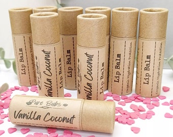 Vanilla Coconut Natural Lip Balm 20g, Organic Self Care with Cocoa Butter, Vegan Lip Balm