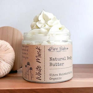 White Musk Organic Shea & Mango Body Butter – Vegan, Hydrating, All-Natural, Ultra-Soft