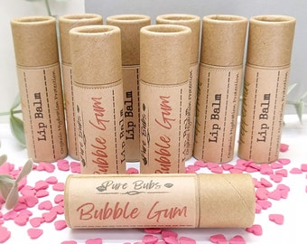 Bubble Gum Natural Lip Balm 20g, Organic Self Care with Cocoa Butter, Vegan Lip Balm