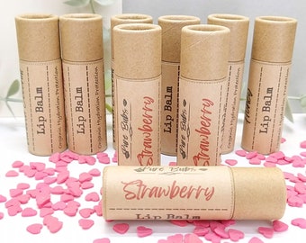 Strawberry Natural Lip Balm 20g, Organic Self Care with Cocoa Butter, Vegan Lip Balm