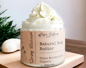 Spring Blossom Organic Body Butter, Whipped 100% Natural Body Butter, Vegan Body Butter with Shea, Mango and Cocoa Butter