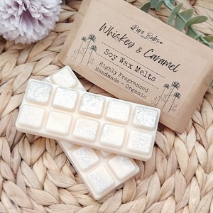 Whiskey & Caramel Scented Soy Wax Melts: Eco-Friendly, Highly Fragranced