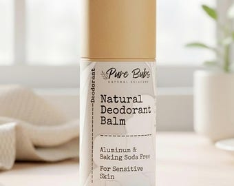 Natural Deodorant Balm, Aluminum Free, Baking Soda Free, Sensitive Skin, Choose Your Scent