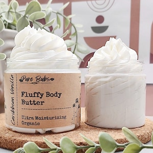 Flauschige Bio Körperbutter, Natürliche Körperbutter, Vegane Körperbutter mit Shea- und Mangobutter