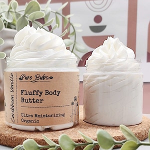 Fluffy Organic Body Butter, Whipped Natural Body Butter, Vegan Body Butter with Shea and Cocoa Butter