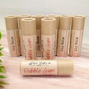 Bubble Gum Natural Lip Balm, Organic Self Care with Cocoa Butter, Vegan Lip Balm