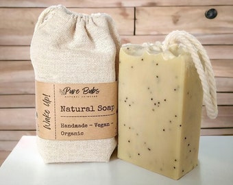 Wake Up! Natural Soap On A Rope, Handmade Organic Soap Bar, Zero Waste Self Care, Artisan Vegan Soap