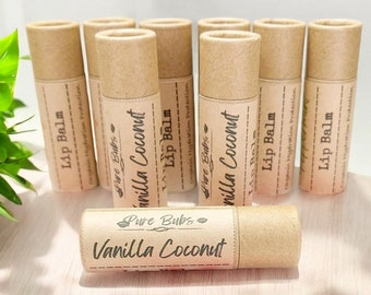 Bálsamo labial de vainilla y coco – Cuidado personal orgánico, tubo sin plástico