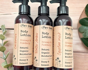 Creamy - Powdery Honey & Oatmeal Body Lotion: Natural Organic Moisturizer