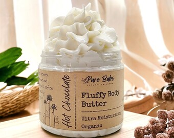 Fluffige Bio Körperbutter, geschlagene natürliche Körperbutter, vegane Körperbutter mit Shea- und Kakaobutter